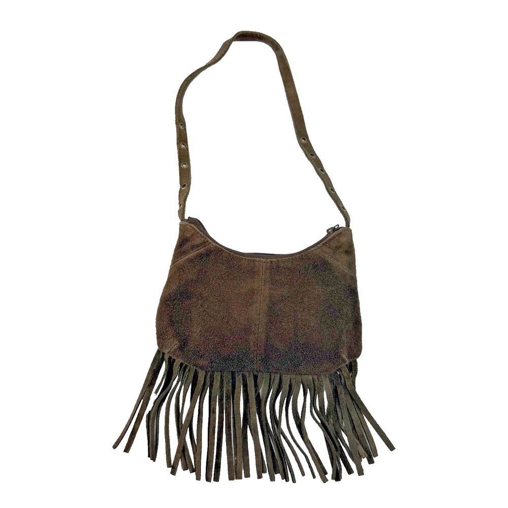 GIANNI Brown Suede Fringe Shoulder Bag Boho Western Cowgirl Pocketbook Purse - Picture 2 of 8